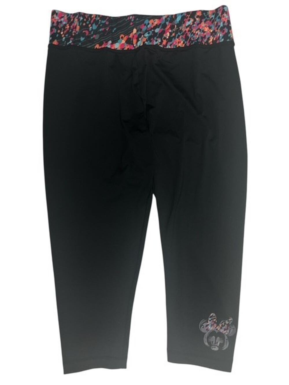 Minnie Mouse Large Capri Pants Disney Park Bold Black Athletic Yoga Slim Legging